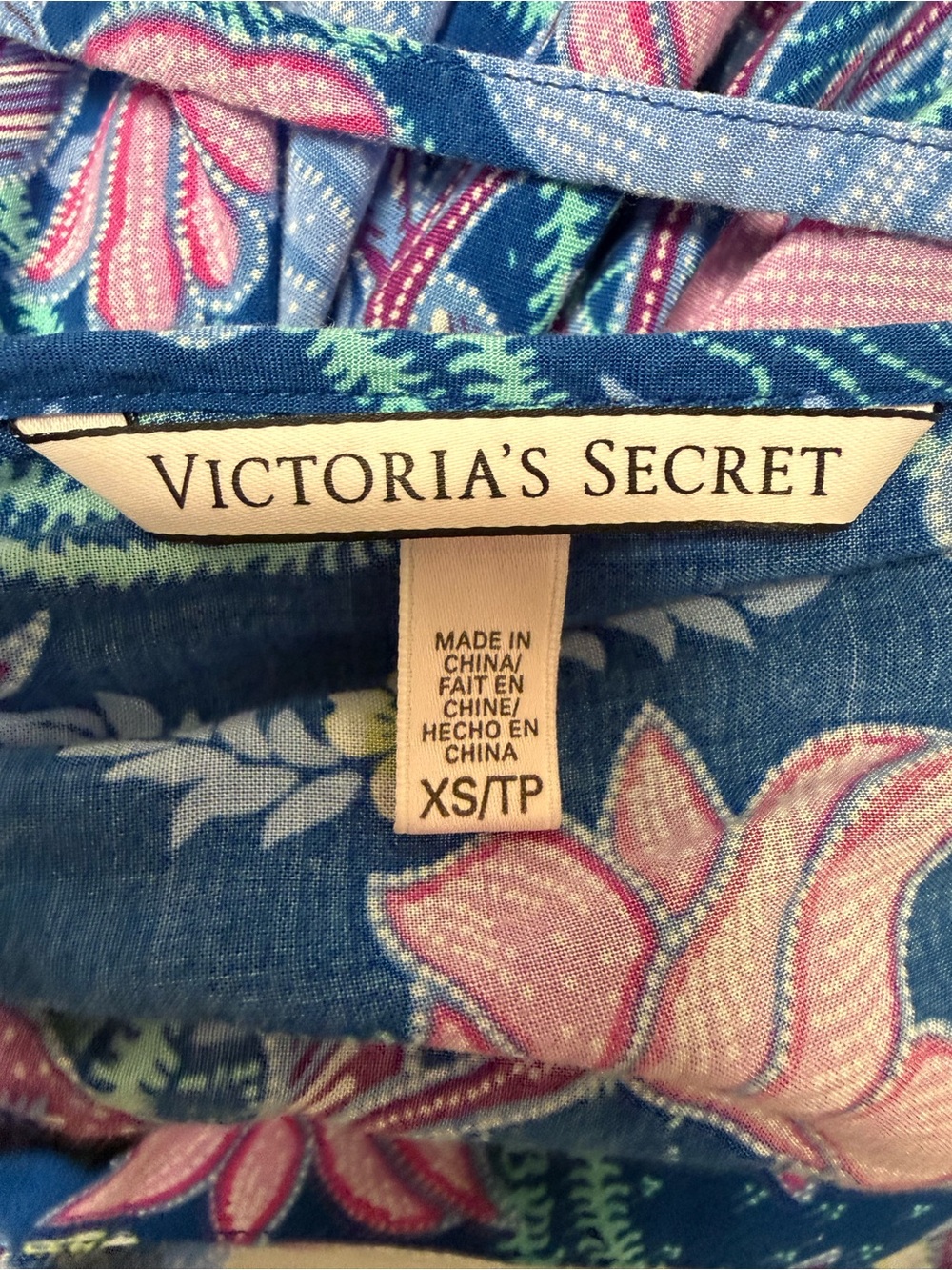 Victoria's Secret Blue Pink Floral Cover-Up Romper Tassel XS Boho Beach - Picture 10 of 14